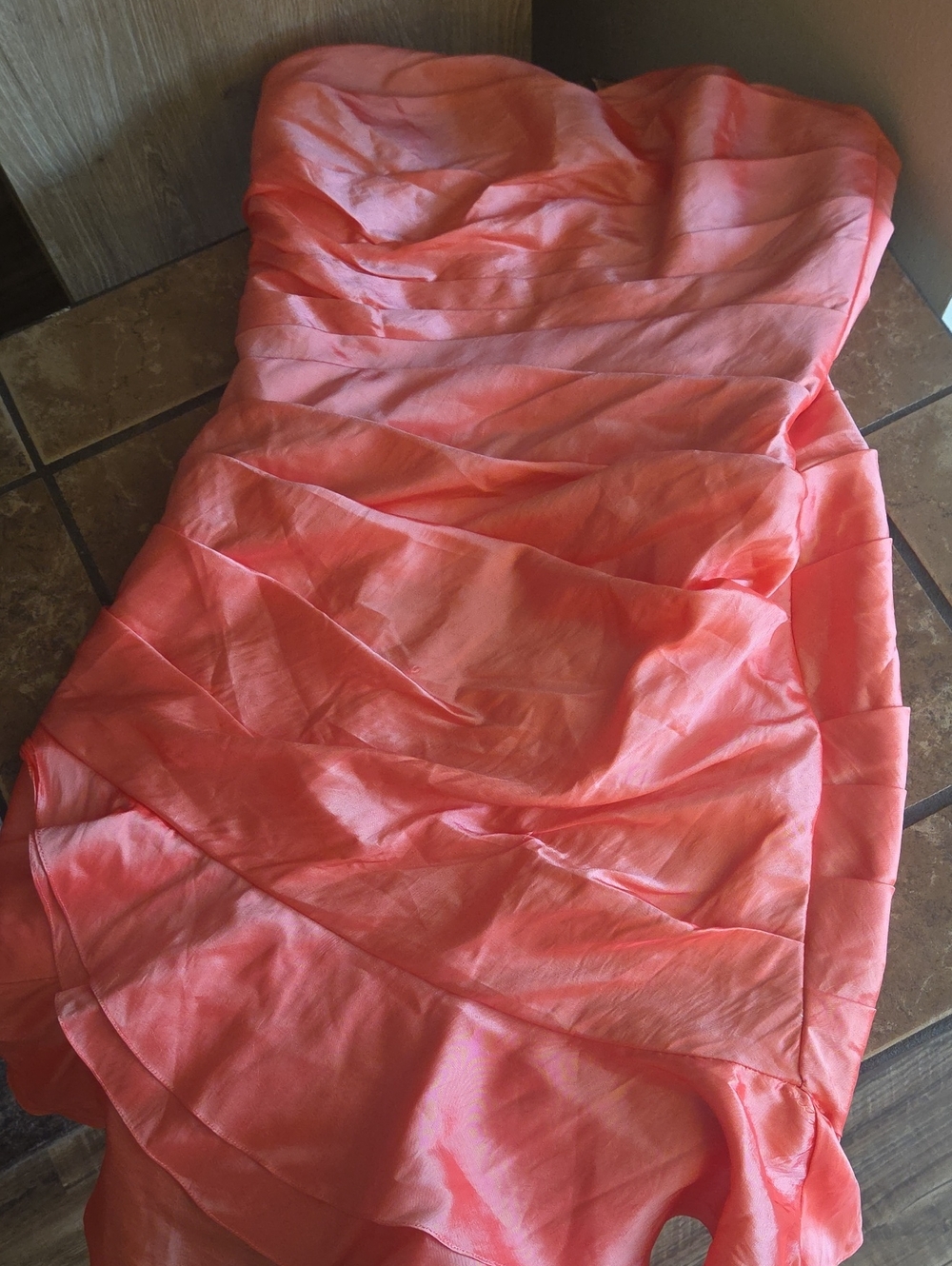 Jasmine Coral-Orange Strapless Evening Gown